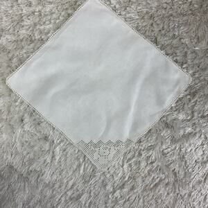 Cream Linen Hand Crochet Trim Lace Table Scarf